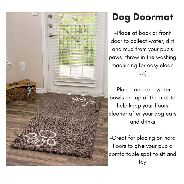 Internet's Best Chenille Dog Doormat - 60 x 30 - Absorbent Surface -  Non-Skid Bottom - Protects Floors - Grey
