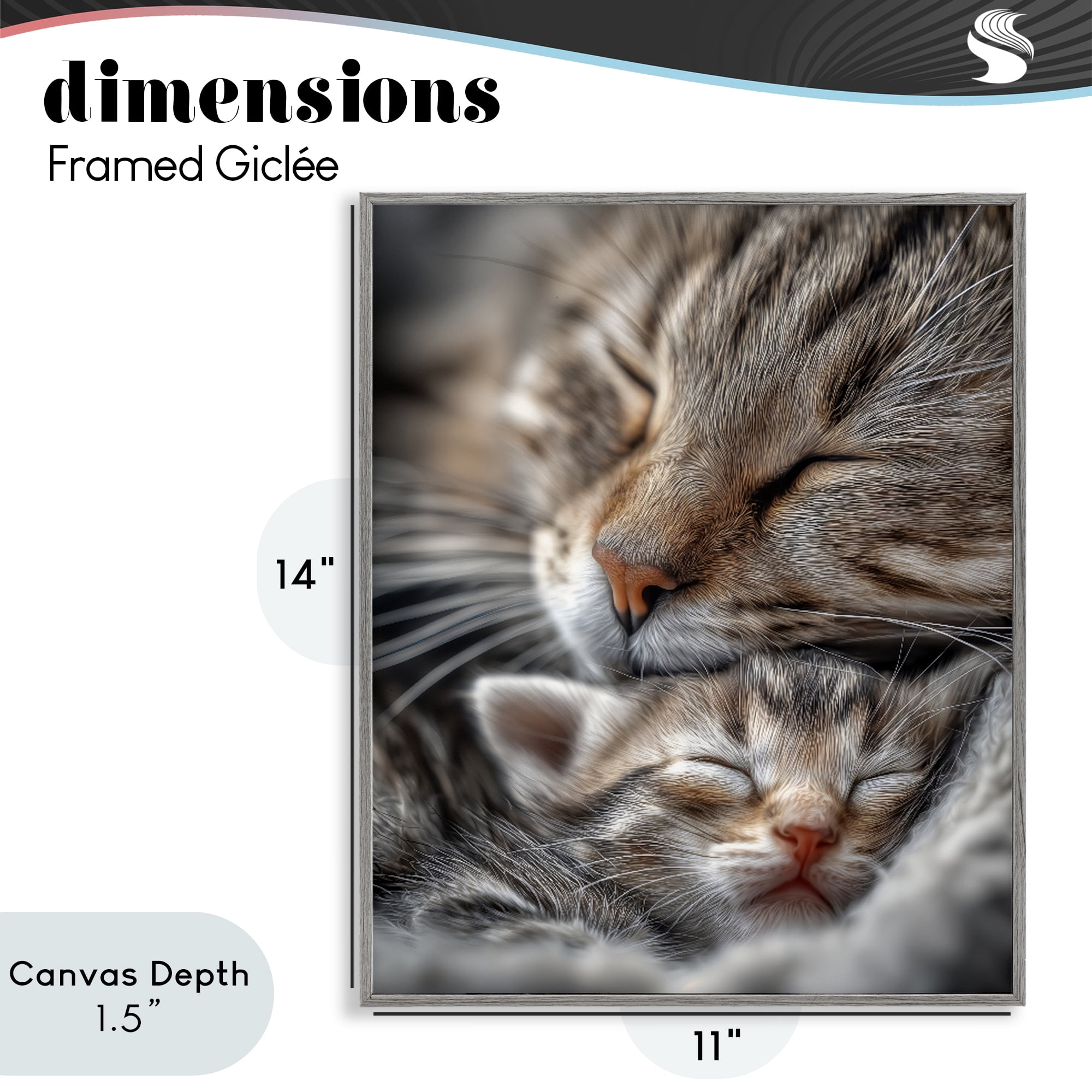 Stupell Industries Kitty Love Cuddles Gray Framed Giclee Art, design by Scott Stulberg