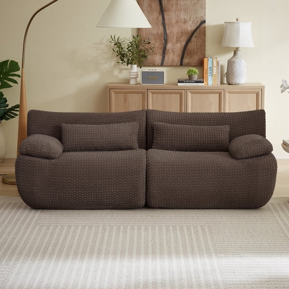 Loveseat Sofa, Cloud Boneless Couches for Living Room, Modern Modular Sectional Sofa (Brown)