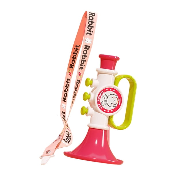 Silbato de juguete para niños con forma de trompeta, altavoz musical pequeño, ideal para cumpleaños. Rosa
