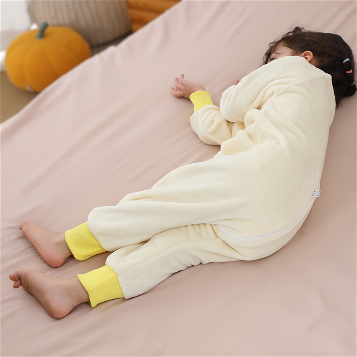 WIBACKER 9M-6Y Baby Warm Flannel Sleeping Bag with Feet, Giraffe Sleepsuit, Kids Toddler Boys Girls Double Zipper Wearable Sleep Sack