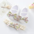 thumbnail image 4 of Infant Newborn Baby Girl Princess Non-Slip Bowknot Shoes Baby Shoes with Lace Headband Set, 4 of 5