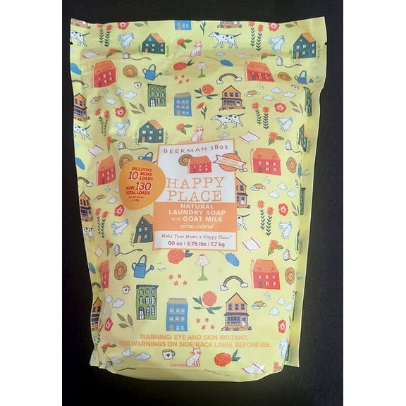 Beekman 1802 Happy Place 130-Load Goat Milk Natural Laundry Soap Resealable Bag - Citrus