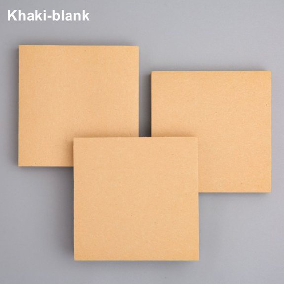 80 Sheets Planner Simple Stationery Self-adhesive Reminder Notebook Memo Pad Notepad Stickers Sticky Notes KHAKI-BLANK