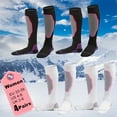 thumbnail image 3 of 4 Pairs Men's Knee-High Thickened Warm Hiking Climbing Skiing Ice Skating Outdoor Sports Socks, Knitted Fabric, Nylon & Polyester Blend, Machine Washable, Geometric Pattern, Men's Outdoor Socks, 3 of 10