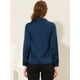 thumbnail image 3 of Camisa elegante de satén con cuello vuelto y manga larga para mujer Azul marino XL, 3 of 4