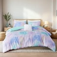 thumbnail image 4 of Intelligent Design 3 Piece Twin/Twin XL Size Watercolor Tie Dye Printed Bedding Set, Aqua Comforter Set with Throw Pillow, 4 of 8