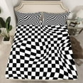 thumbnail image 2 of Manfei Geometric Plaid Twin Sheet Set,Classic Checkerboard White Black,Breathable Decor For Kids,3-Piece, 2 of 7