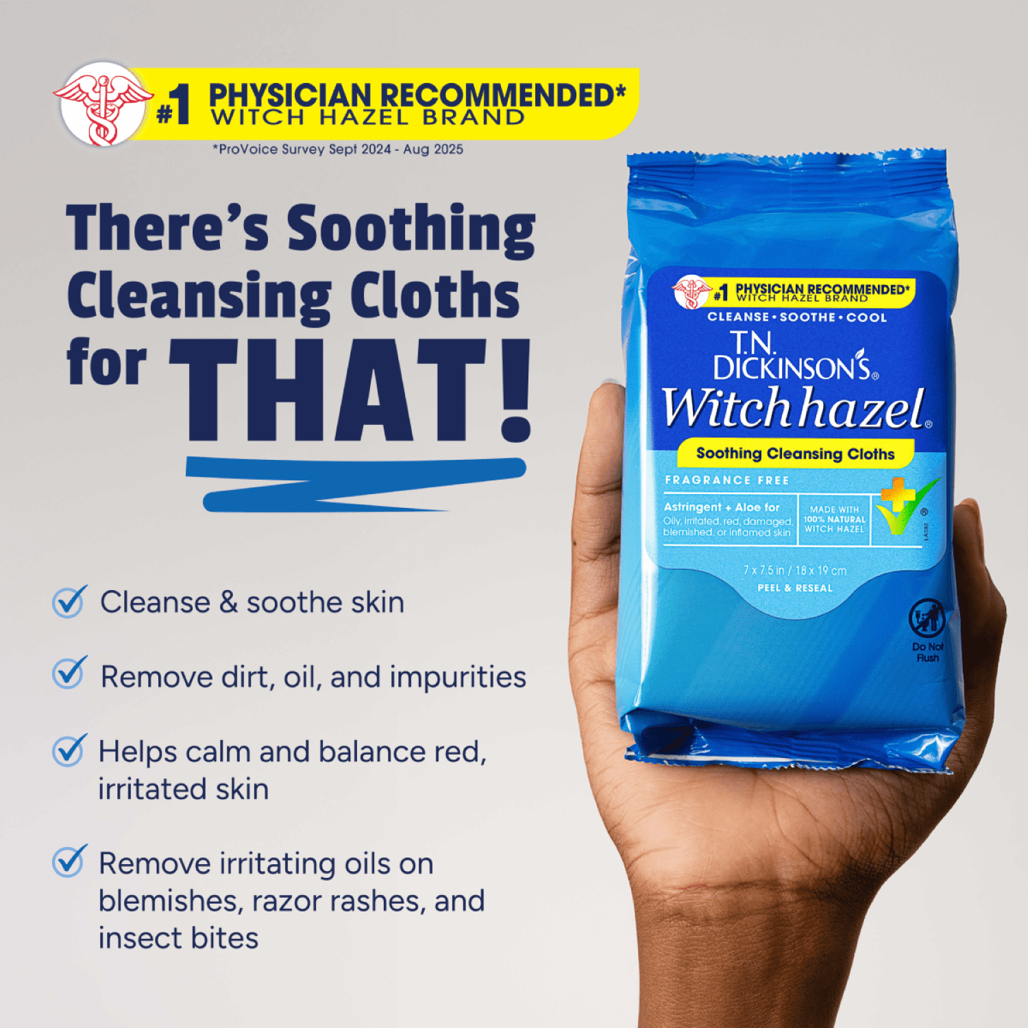 (2 pack) T.N. Dickinson's Witch Hazel Cleansing Cloths, 25 Count