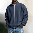 thumbnail image 2 of KyCheLot Mens Full Zip up Sweatshirt Long Sleeve Mock Neck Textured Pullover Loose Drop Shoulder Outwear, 2 of 6