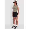 thumbnail image 4 of Women's Ruched Crew Neck Cropped Tee, 4 of 5