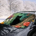 thumbnail image 2 of Xoenoiee Cat Flower Print Windshield Cover for Ice and Snow, Windshield Frost Cover with Elastic Strap, Windproof Double Strap Design Waterproof Car Windshield Snow Cover, 2 of 7