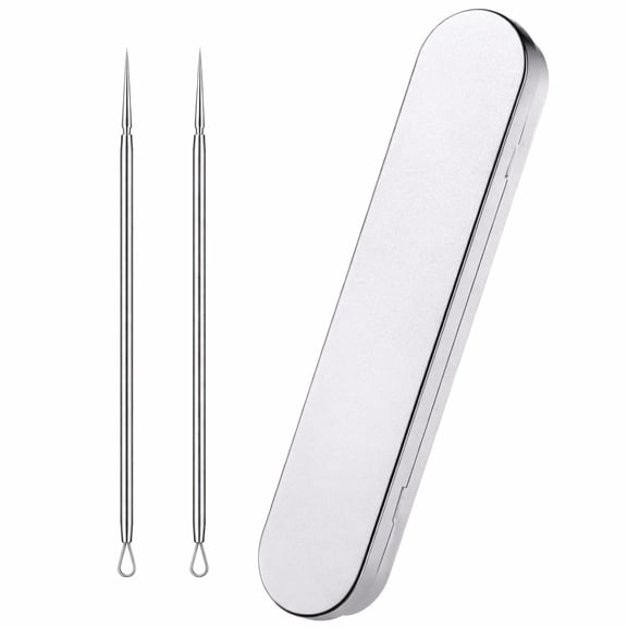 Lsupdaol Titanium Lancet Needle Pimple Popper Tool Facial Milia Remover Blackhead Blemish Remover Blackhead Whitehead Extractor Professional Lancet Zit Blemish Comedone Removal Tool 2 Pieces with Box