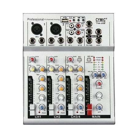 - Mini Household Portable Audio Mixer with USB DJ Sound Mixing Console 48V Amplifier for Karaoke KTV Party