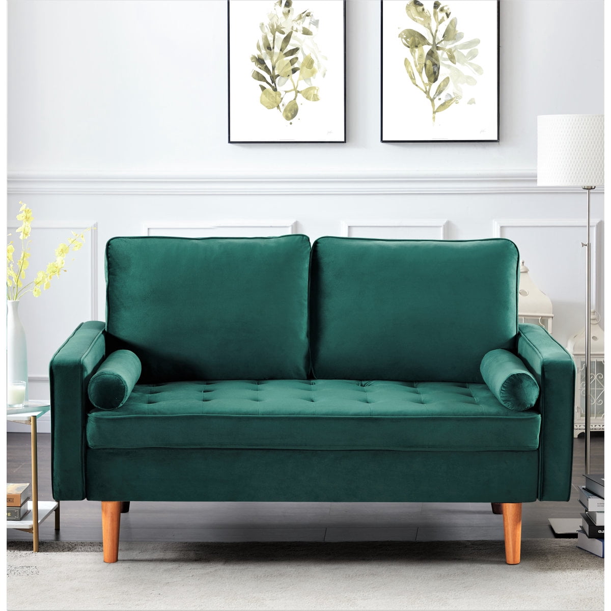 US Pride 58 Inch Velvet Loveseat Sofa with tufted seat