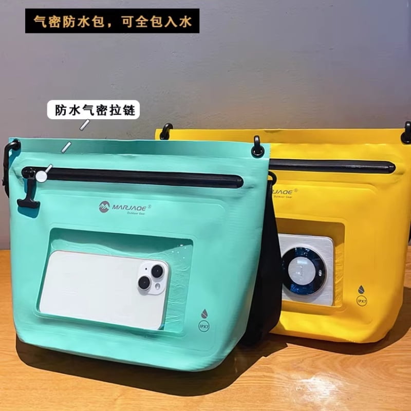 Waterproof Crossbody Dry Bag, Large Capacity Swimming Phone Pouch with Touchscreen, Air Seal Zipper