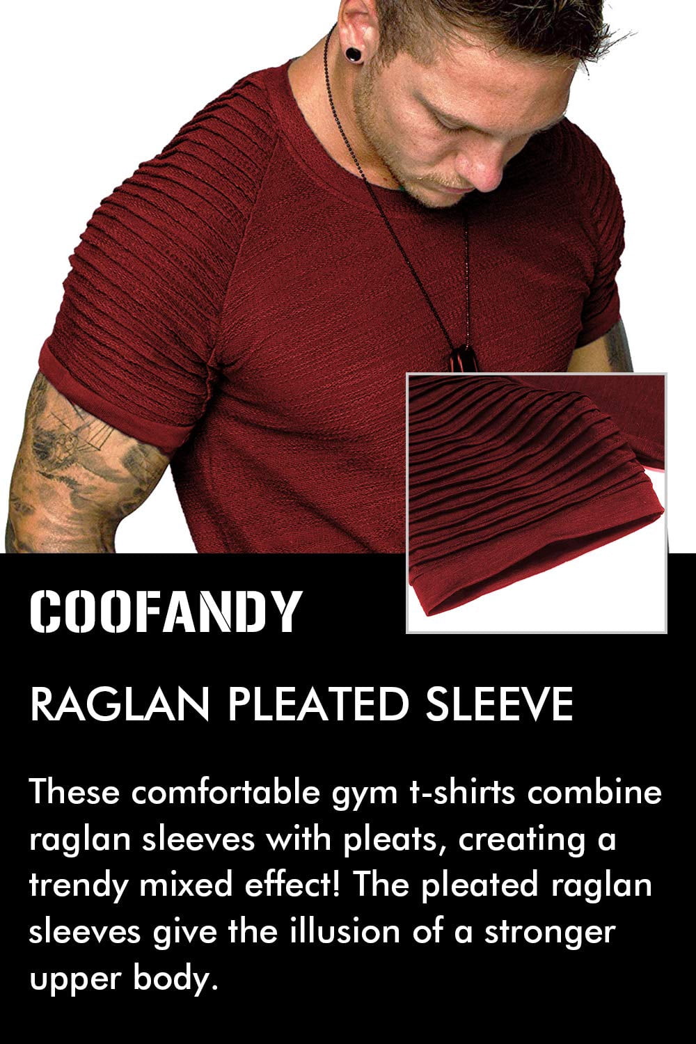 COOFANDY Men's Gym Shirts Fitted Fitness Tee Bodybuilding Workout T-Shirt