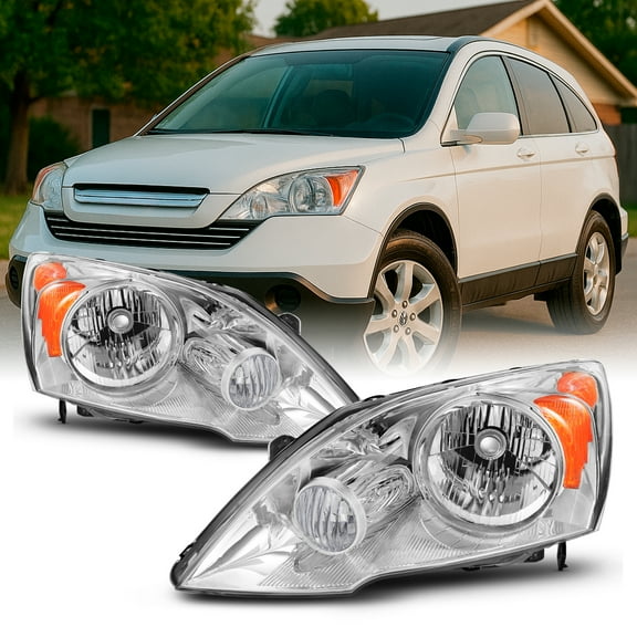 AKKON - For 2007 2008 2009 2010 2011 Honda CR-V Driver and Passenger Side Headlights Headlamps Pair Set