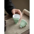 thumbnail image 4 of Tea Cup Set Handmade Female Scholar Mug Master Cup Kung Fu Tool Retro Pea Green Galze Ceramic Tea Cup Household High Foot Cup 2pc/set 50ml Teapots & Coffee Servers Travel Tea Set, 4 of 7