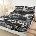 thumbnail image 4 of Castle Fairy Edgy ATV Art Queen Sheet Sets 4 Pieces for Youth, Monochrome Off-Road Print Bed Set for Bedroom, Black, 4 of 6