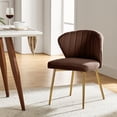 thumbnail image 2 of Tina's Home Velvet Wingback Accent Chair Upholstered Makeup Vanity Chair Bedroom Living Room Auburn, 2 of 8