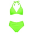 thumbnail image 5 of WEIGFI Womens Bikini Sets 2 Piece Swimwear Push Up Top And High Waist Bottom Halter Neck Cheeky Swimsuit Solid Color Elegant Triangle Summer Pool Comfort Holiday Swim Wear,Light Green,S, 5 of 5