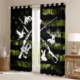 thumbnail image 2 of Manfei Vintage Flag Blackout Curtains,Jungle Wildlife Hunting Curtains Pack of 2 (42x84 Each),Green, 2 of 7