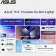 thumbnail image 2 of ASUS 15.6” Vivobook Go Slim Laptop, Thin & Portable Laptop for Student Business, Intel Dual Core N4500, 4GB RAM, 128GB SSD, WiFi, Bluetooth, Windows 11 Pro, Star Black, 2 of 7