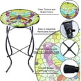 thumbnail image 3 of Patio Side Table Outdoor Mosaic Table Accent Coffee Table,Plant End Table Small Porch Colorful Butterfly Indoor,Round Glass Balcony Small Porch Plant Table Stands for Garden Patio Living Room 14 Inch, 3 of 7