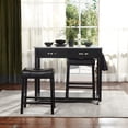 thumbnail image 1 of Homylin Bar Table Dining Set for 2, 3 Piece Grey Concrete-top 42" Table and Faux Leather Padded Chairs Counter Height Dining Table Set with Storage Drawers and Hooks for Small Space, Kitchen, Dining R, 1 of 9