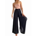 thumbnail image 2 of Pantalones Casuales de Cintura Alta para Mujer, de Color Liso, Largos y Anchos, con Bolsillos, para y Otoño. Negro M, 2 of 9