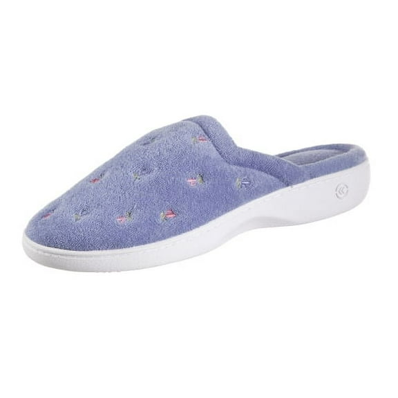 Isotoner Embroidered Terry Sole Clog Periwinkle Large (8.5-9)