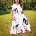 thumbnail image 6 of Gamivast 4Th Of July Girls Summer Dress Cute Print Double Layer Flutter Sleeve Princess Dress Flowy A-Line Midi Dress Vacation Casual Beach Dress White 8Y Vestidos De Verano Para Niña, 6 of 7