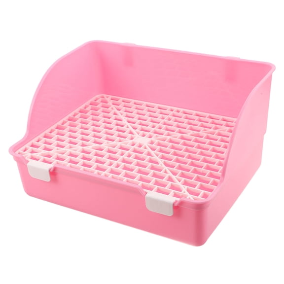 SWETRACE Small Animal Litter Box with Grate, Spill-Resistant Cage Pan for Pets