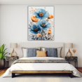 thumbnail image 4 of Mudket Blue and Orange Flower Canvas Wall Art, flower poster, Floral Wall Decor, Modern Botanical Artwork for Living Room Bedroom, Framed Ready to Hang - 12"L x 8"W, 4 of 10