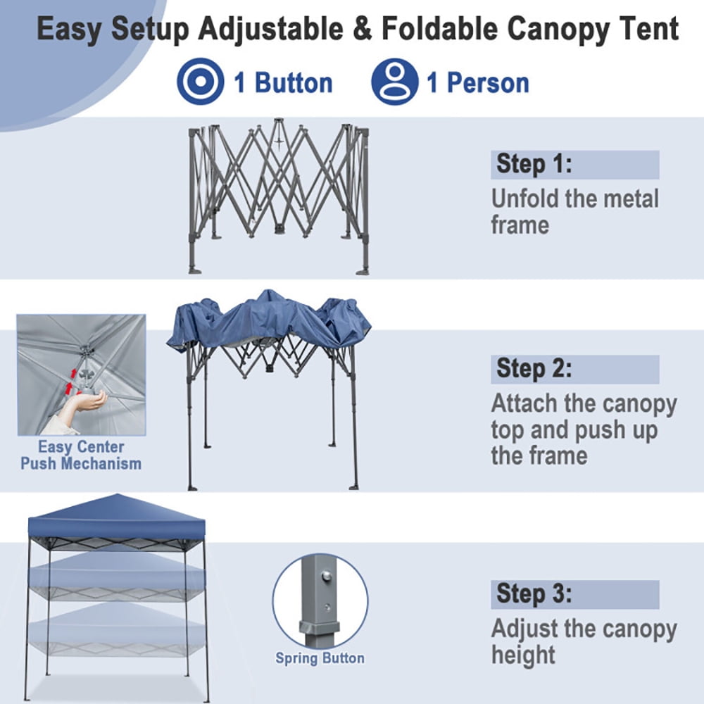 Aimee Lii 6.6 x 6.6 Feet Outdoor Pop-up Canopy Tent with UPF 50+ Sun Protection, Backyard Canopy Gazebo for Party Camping BBQ Events, Blue Aimee Lii 6.6 x 6.6 Feet Outdoor Pop-up Canopy Tent with UPF 50+ Sun Protection, Backyard Canopy Gazebo for Party Camping BBQ Events, Blue