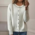 thumbnail image 2 of Ediodpoh Soft Knit Cardigan for Women Sweater Lightweight Loose Fit Casual Long Sleeve Button Front Open Coat Top Light Yellow, 2 of 4