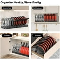 thumbnail image 6 of Behome Pots and Pans Organizer Under Cabinet, Expandable Pot Lid Organizer Holder with 10 Adjustable Dividers, Kitchen Pot Pan Lid Rack Storage Holder Organizers, Black, 6 of 7