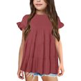 thumbnail image 4 of Otqutp Toddler Winter Tops Cute Girls T Shirts Ruffle Short Sleeve Round Neck Loose Blouse Summer Solid Color Casual Girl Tee Breathable Tops, 4 of 4