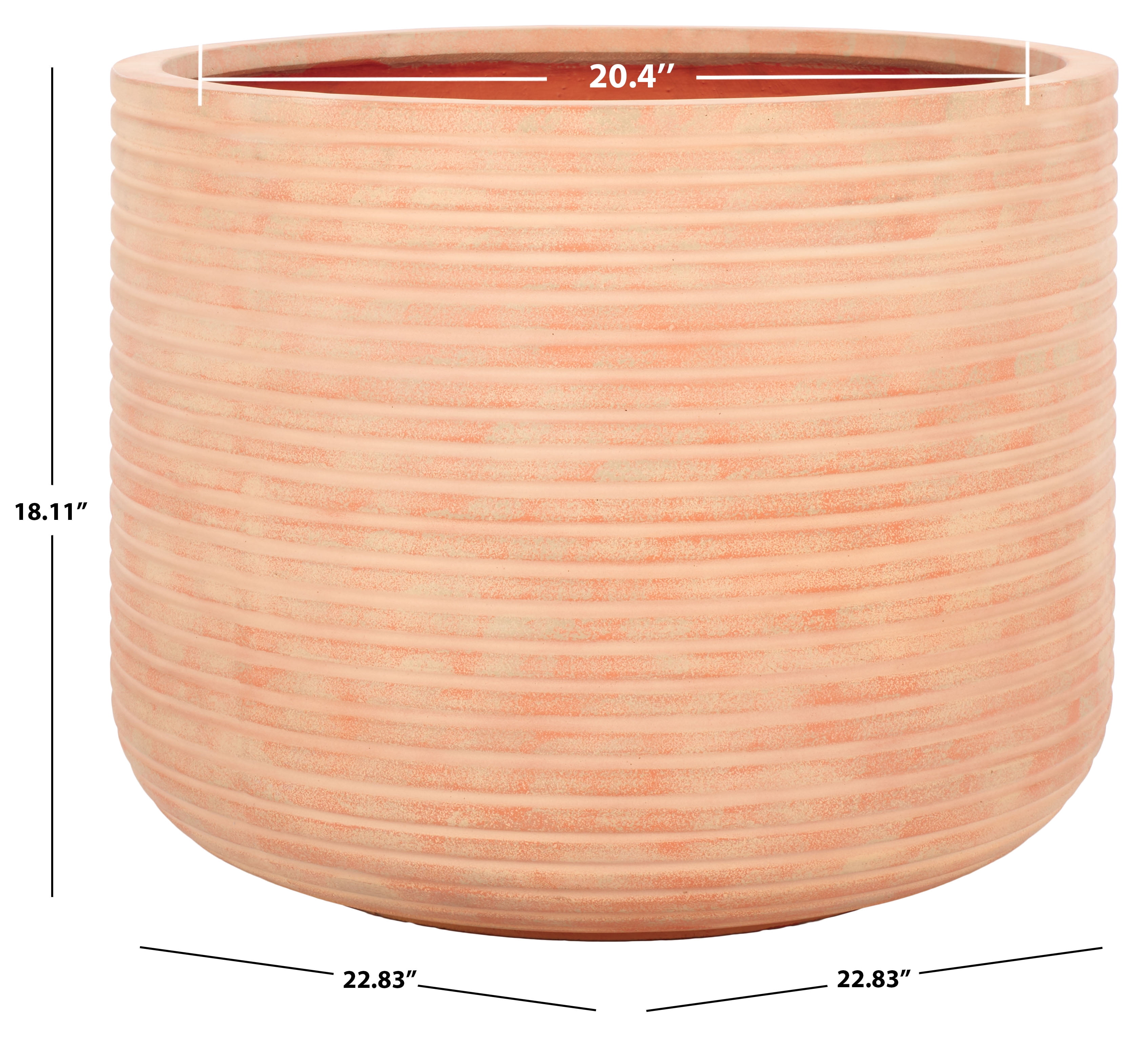 SAFAVIEH Nardo 23" x 23" x 18" Cylinder Terracotta Ficonstone Solid Plant Pot