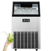 Simzlife 100lbs/24H Commercial Ice Maker Machine, Stainless Steel Under Counter ice Machine,15.55 in W, 31.5 in H
