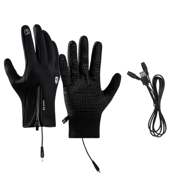 Heated Gloves for Men and Women - USB Rechargeable Touchscreen Waterproof Winter Gloves for Driving, Cycling, Hunting, and Hiking (Black/L)
