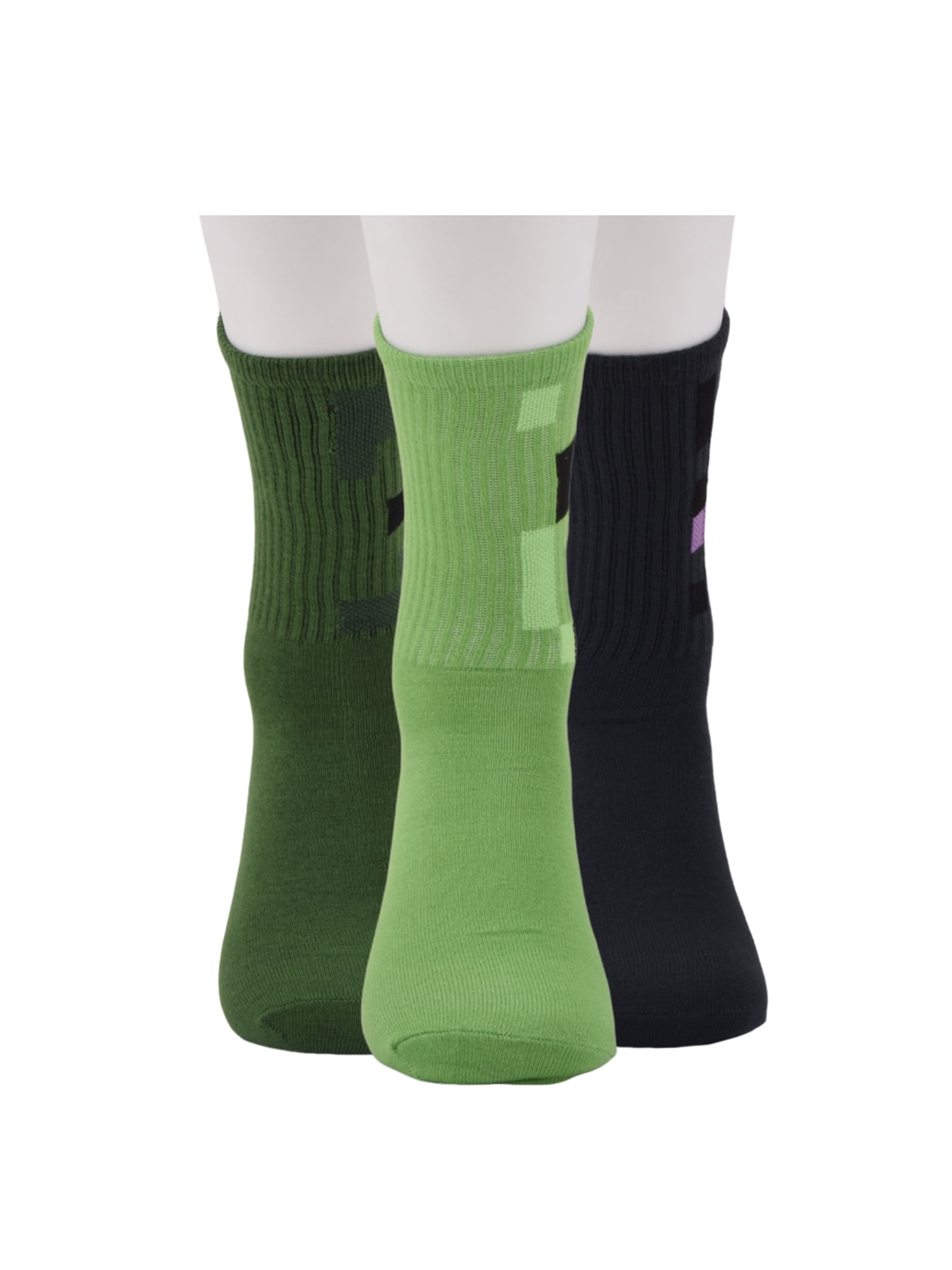 Minecraft Boys Crew Socks, 3-pack, Sizes M
