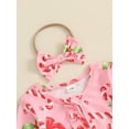thumbnail image 5 of Newborn Baby Girl Christmas Outfits Ruffle Zipper Footie Romper Long Sleeve Jumpsuit Headband Set Cute Xmas Clothes, 5 of 8