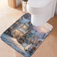 thumbnail image 3 of U-Shaped Toilet Mat Plush Bathroom Rug Mat Non Slip Bathroom Mats Magical Snow-covered Village, 3 of 5