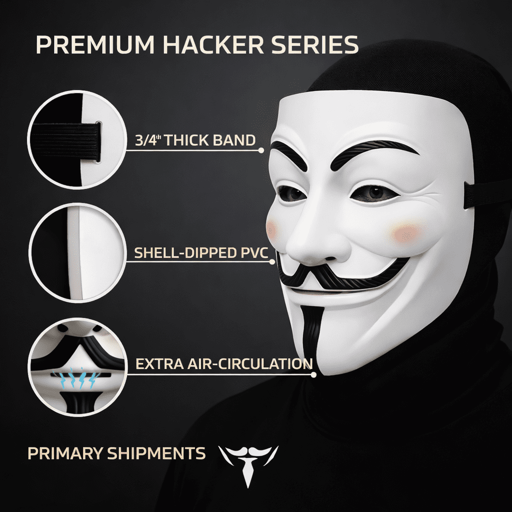Premium Classic Hacker Mask for Cosplay, Costumes & Themed Events