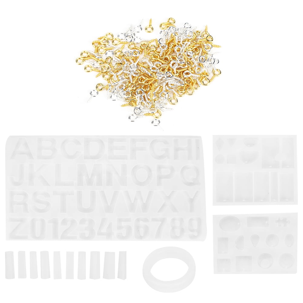 Yajisi 214-Piece Silicone Casting Molds Set, DIY Resin Earring Pendant Jewellery Making Kit for Crafting Accessories, Includes Alphabet & Bracelet Moulds (8.66 inches / 22.0 cm)