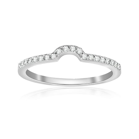 - 1/6cttw Diamond Curved Wedding Ring Guard Engagement Enhancer Band 14k Gold