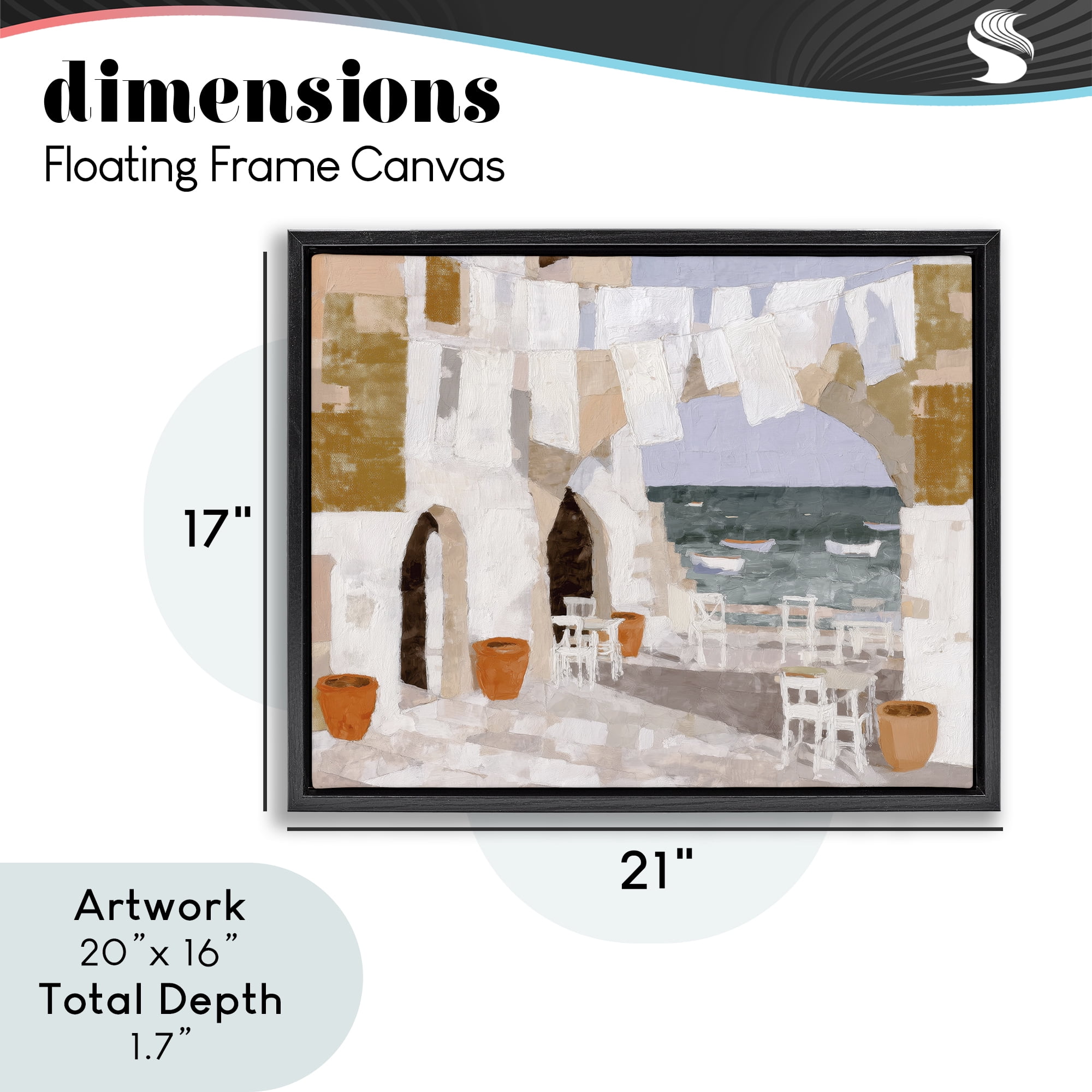 Stupell Industries Coastal Village Plaza Laundry Black Framed Floater Canvas Wall Art, design by Chromatic Storm Studio