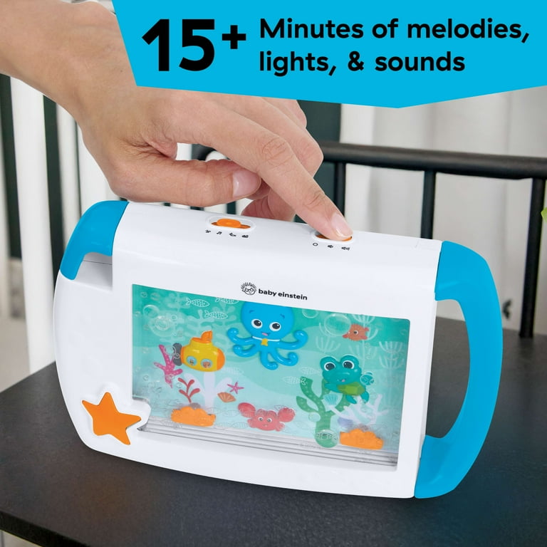 Baby Einstein On-The-Go Sea Dreams Soother, Máquina de Ruido Blanco Portátil para Bebé, Luz Nocturna Musical, Acuario Bebé para Cochecito, Ideal para Viajes, 0 Meses